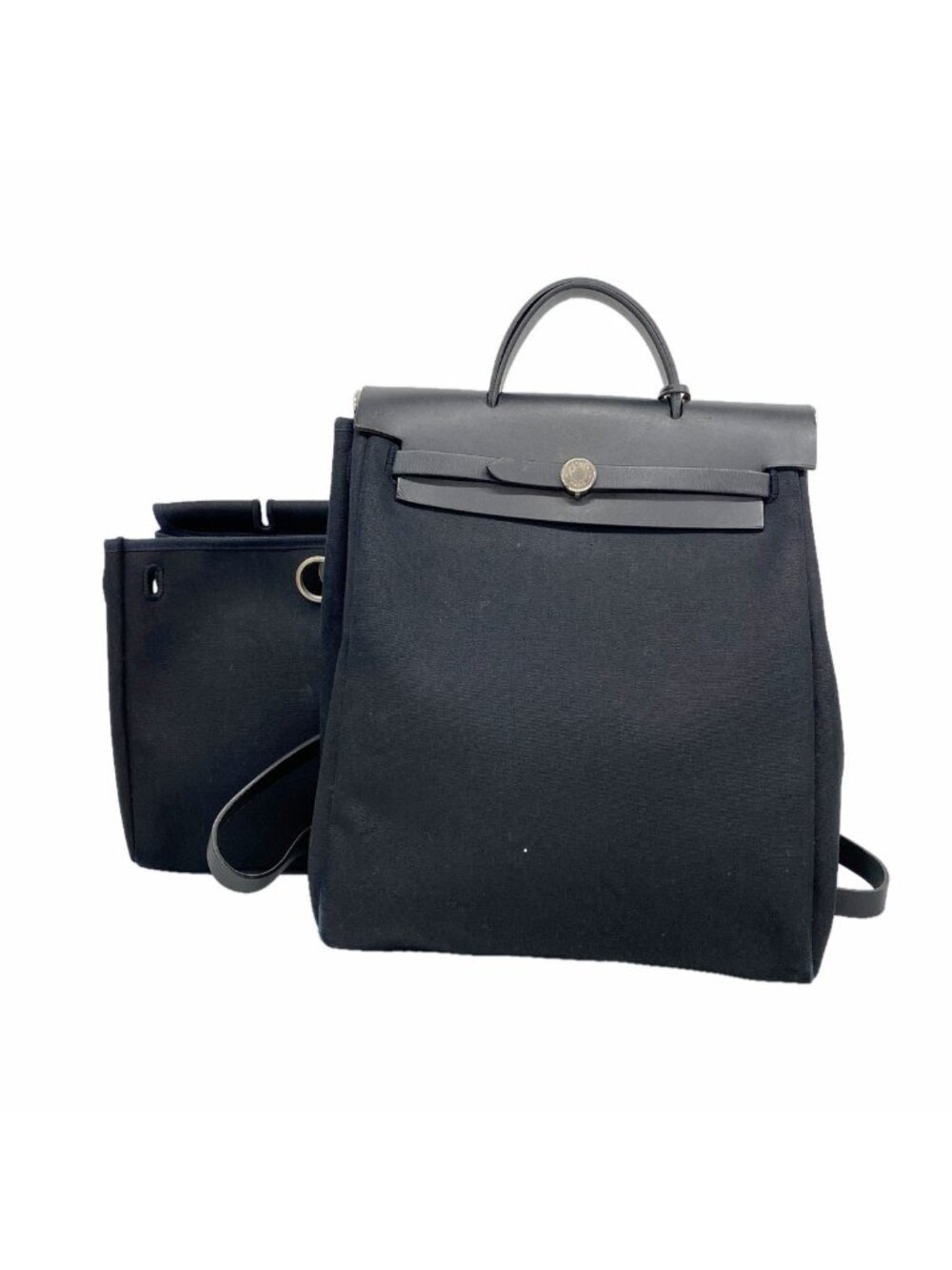 Hermes Backpack Herbag a Dos MM Toile Officier Black Silver